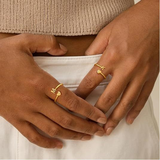 Gold initial ring